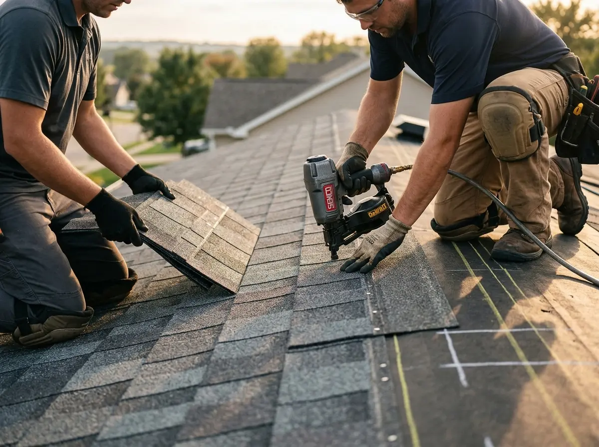 Professional roofer working on a residential roof in Kailua-Kona